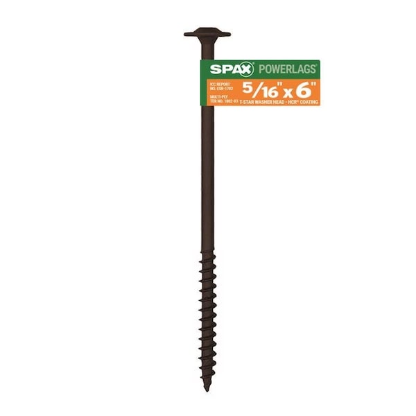 Spax PowerLags 5/16 in. X 6 in. L Washer High Corrosion Resistant Carbon Steel Lag Screw 1 pk 4581820801527 - main